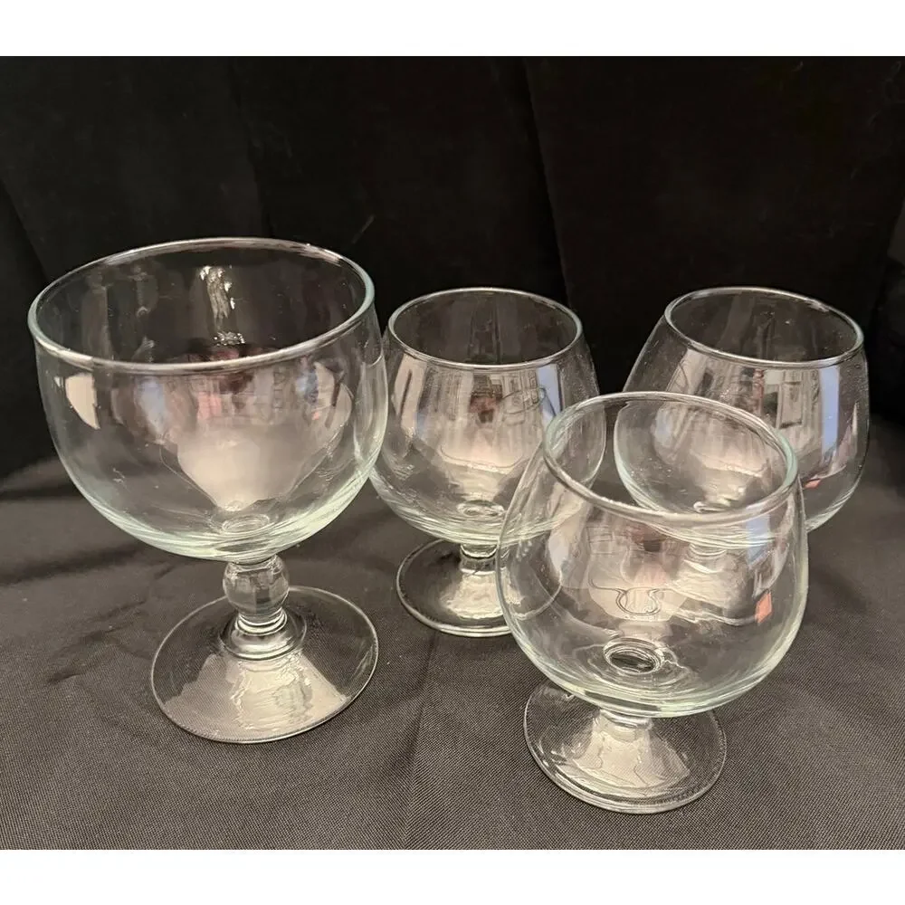 Vintage MCM Crystal Brandy Snifters - Set of 3 Matching + 1 Coordinating Glass